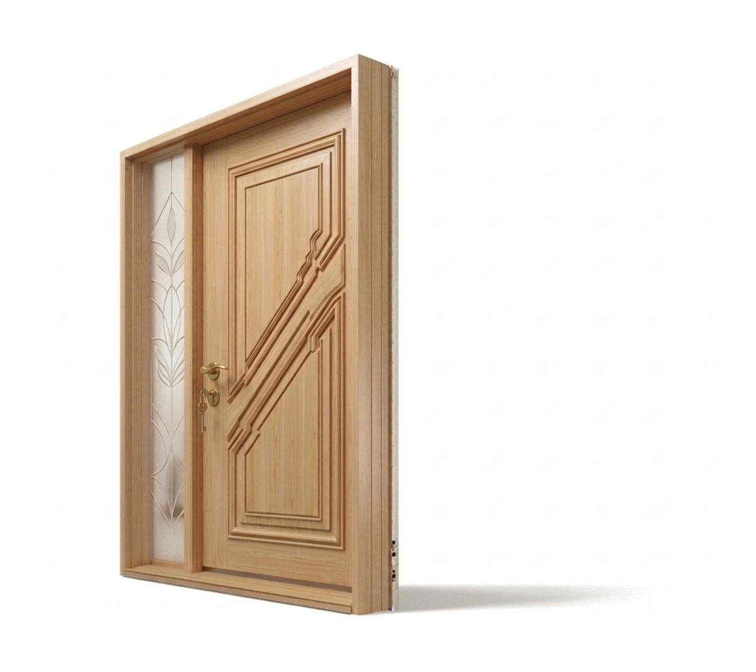 Wood entry door